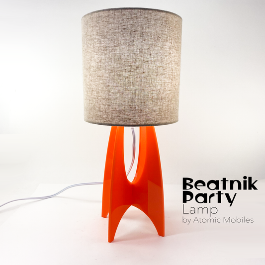 Retro Orange Beatnik Party Lamp in mid century modern style by AtomicMobiles.com