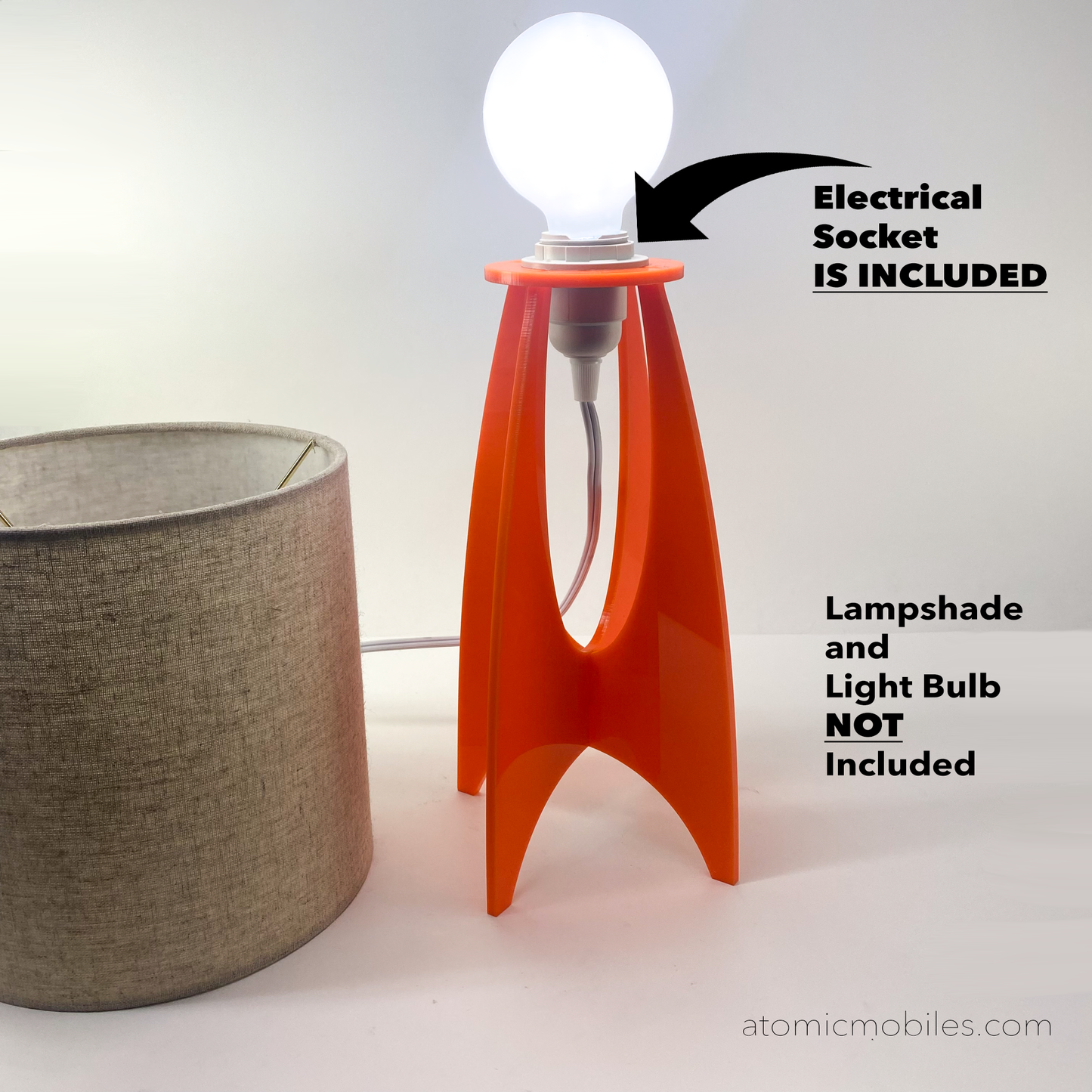 Lampshade and lightbulb NOT included - choose your own separately - Beatnik Party Retro Lamp by AtomicMobiles.com