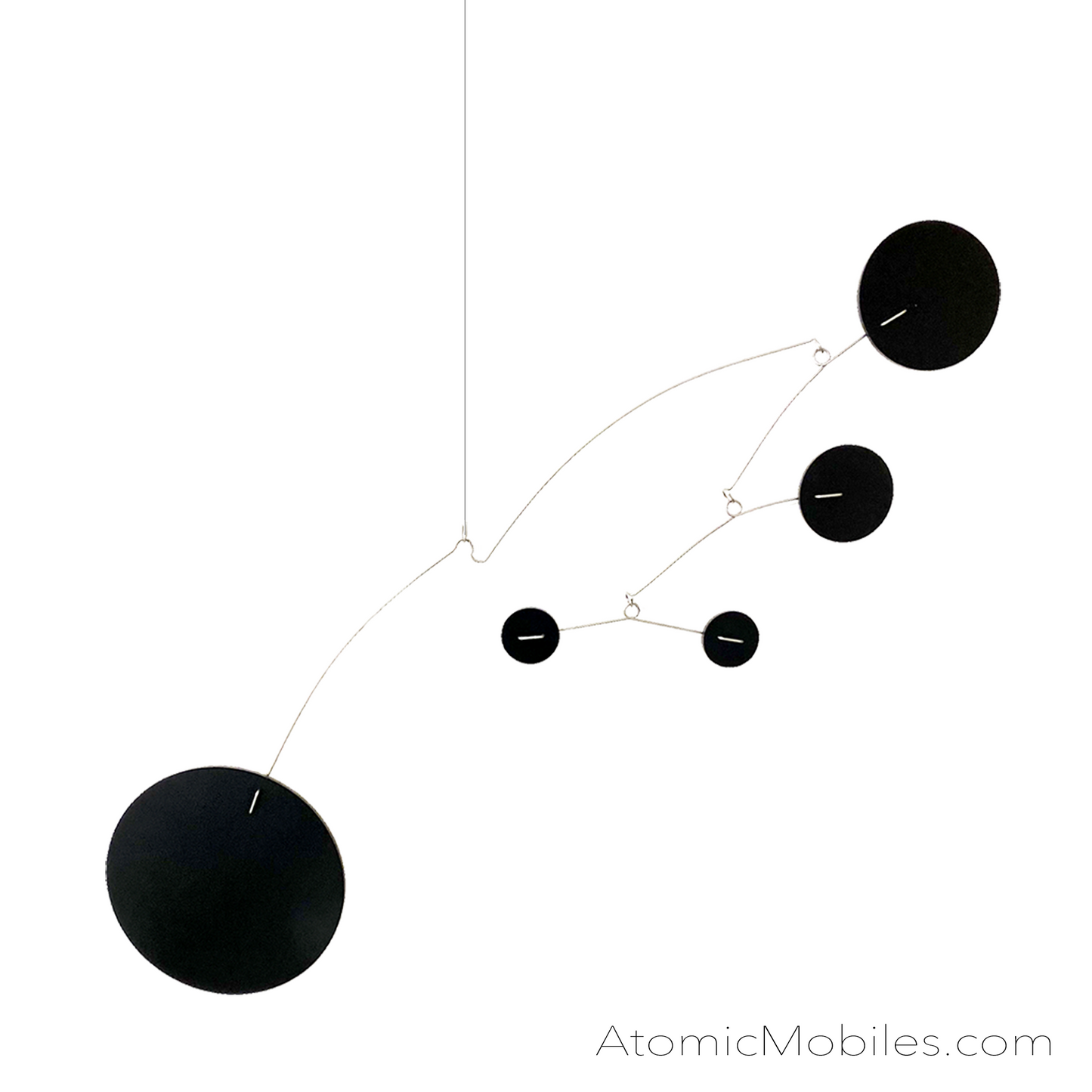 The Moderne Hanging Art Mobile in all black - mid century modern style kinetic art by AtomicMobiles.com
