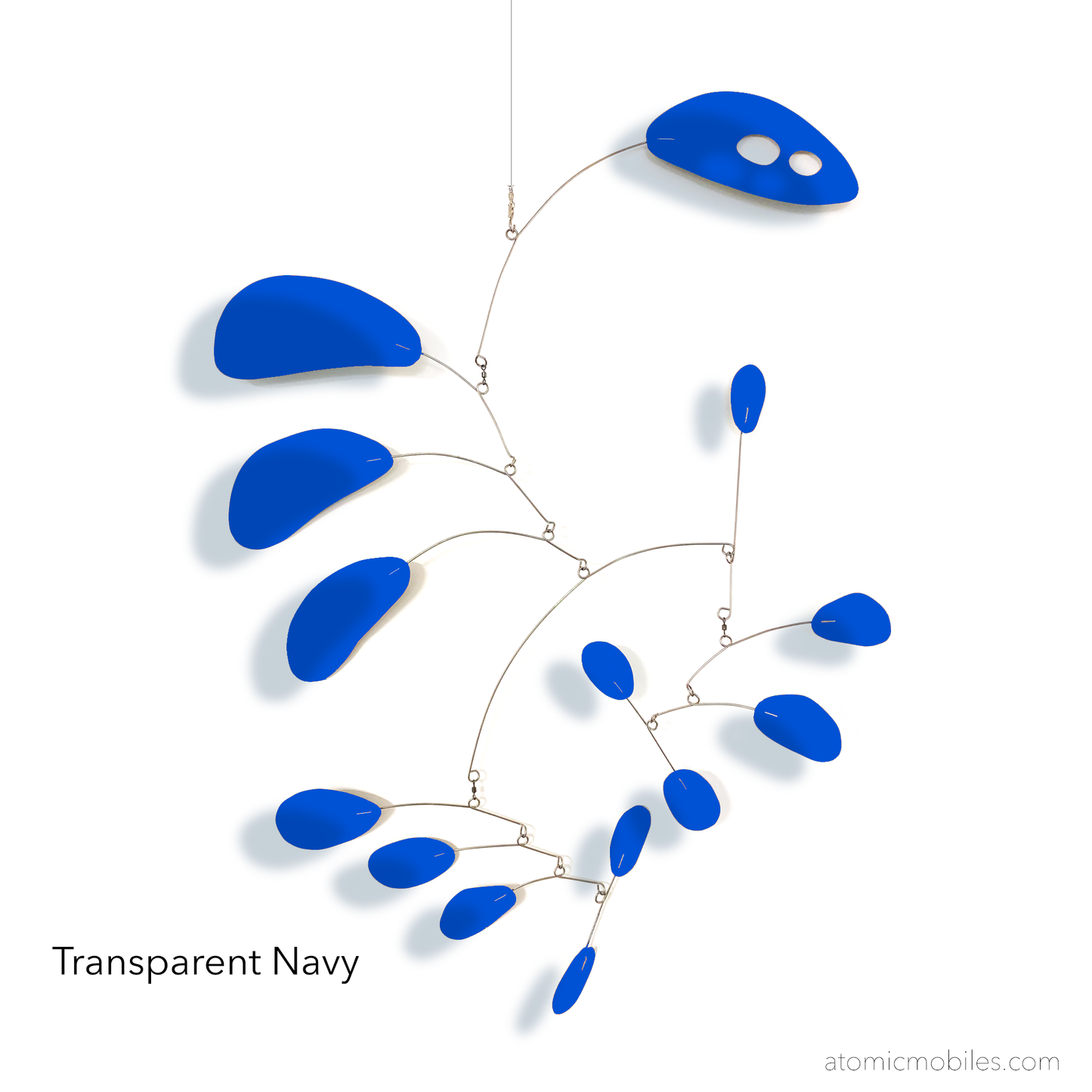 GrooveCats: CoolCat mid century modern hanging art mobile in clear transparent plexiglass acrylic navy - by AtomicMobiles.com