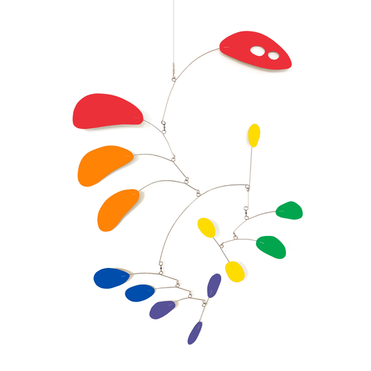 CoolCat hanging art mobile in LGBTQ+ Rainbow Pride Colors by AtomicMobiles.com