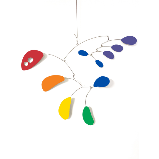 ModCat Hanging Art Mobile in mid century modern style and Rainbow Pride LGBTQ+ Colors by AtomicMobiles.com