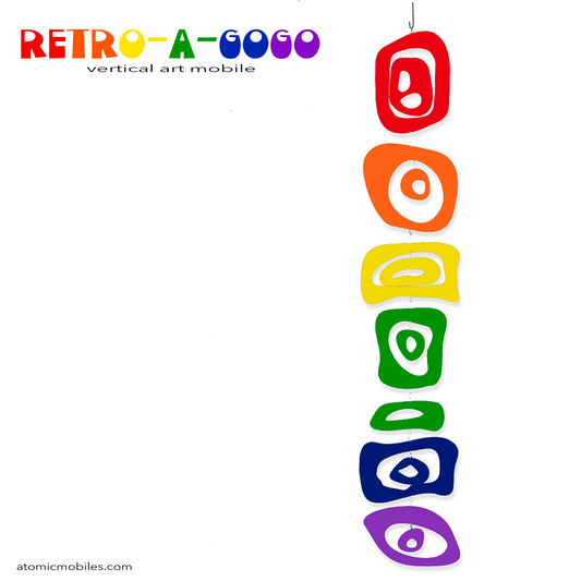 LGBTQ+ Rainbow Pride Retro-A-GoGo Hanging Art Mobile by AtomicMobiles.com