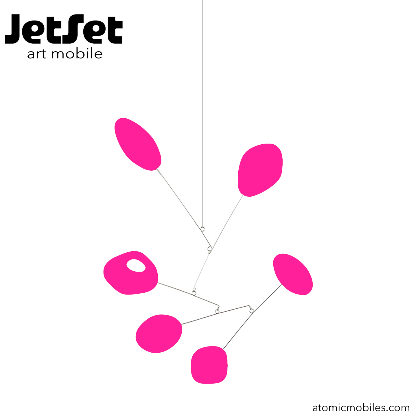 JetSet kinetic hanging art mobile in SHOCKING HOT PINK -- MOD mid century modern style for your home decor by AtomicMobiles.com