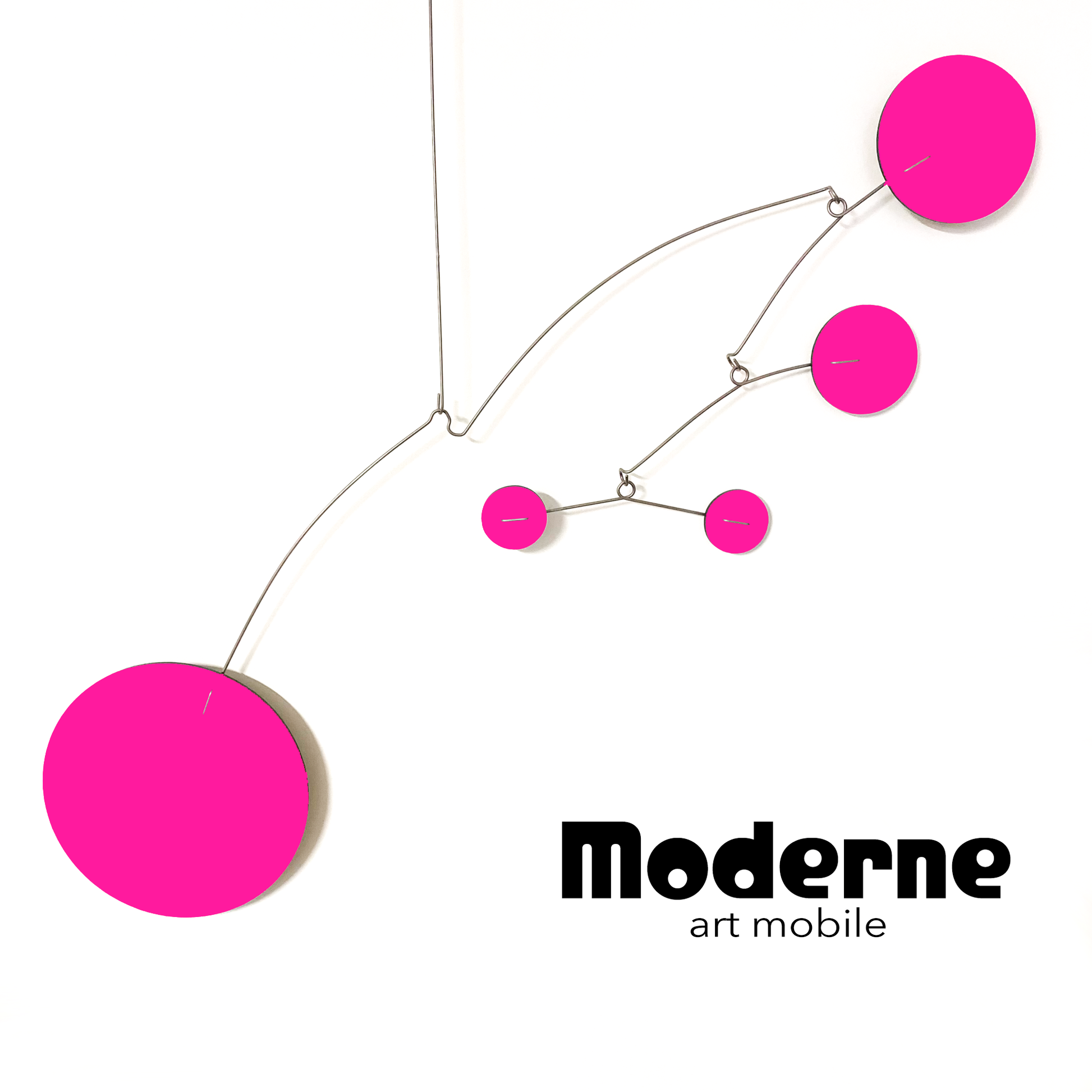 Moderne kinetic hanging art mobile in SHOCKING HOT PINK -- MOD mid century modern style for your home decor by AtomicMobiles.com