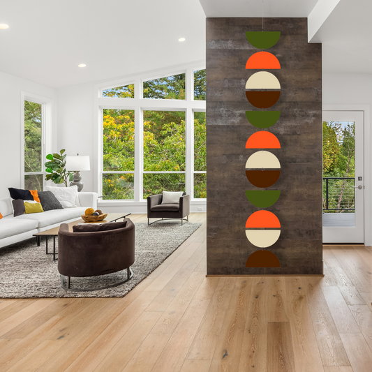MODulator Hanging Art Mobile in Large size - Olive Green, Orange, Cream, and Brown colors - mid century modern mobiles by AtomicMobiles.com