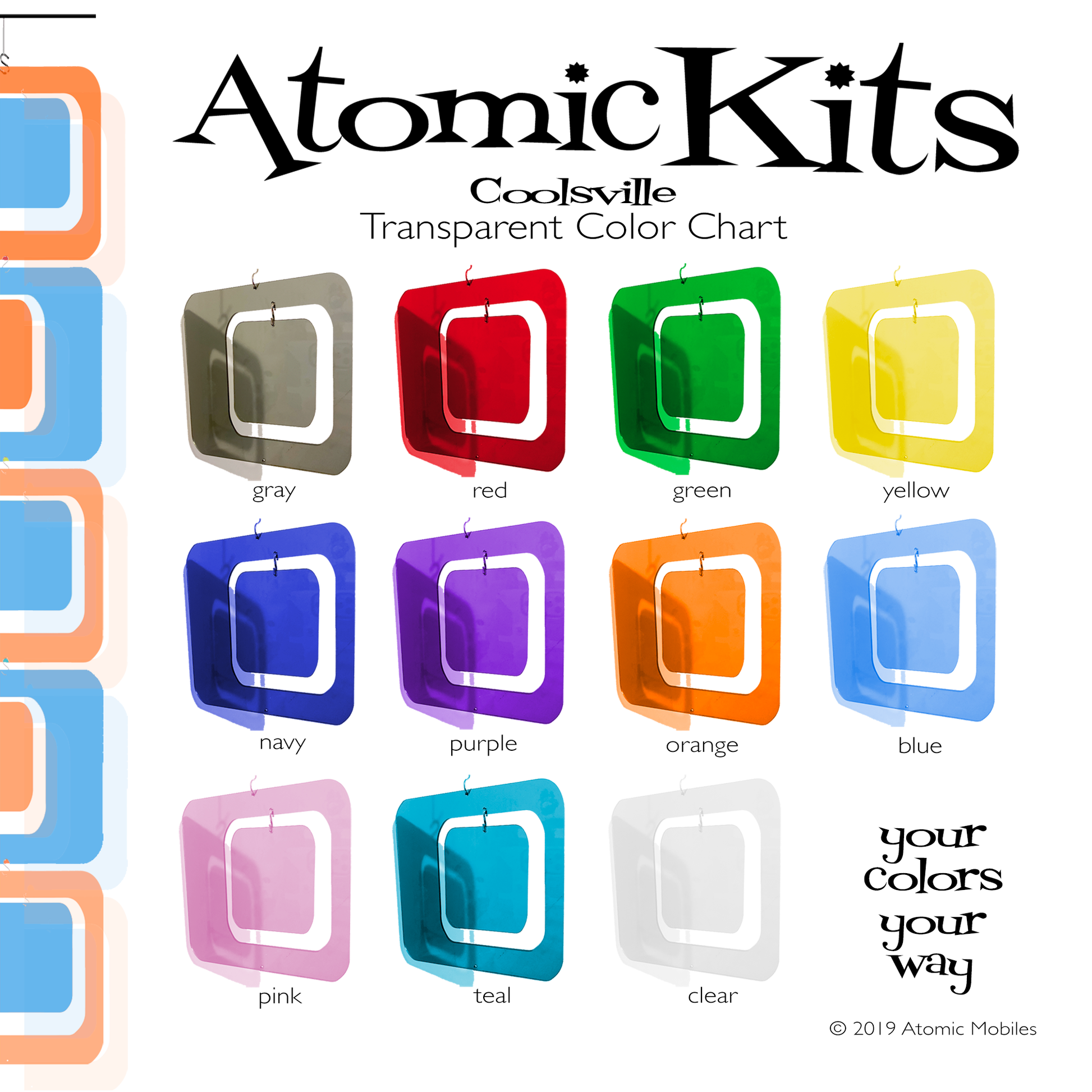 Coolsville Atomic Kits Transparent Color Chart by AtomicMobiles.com