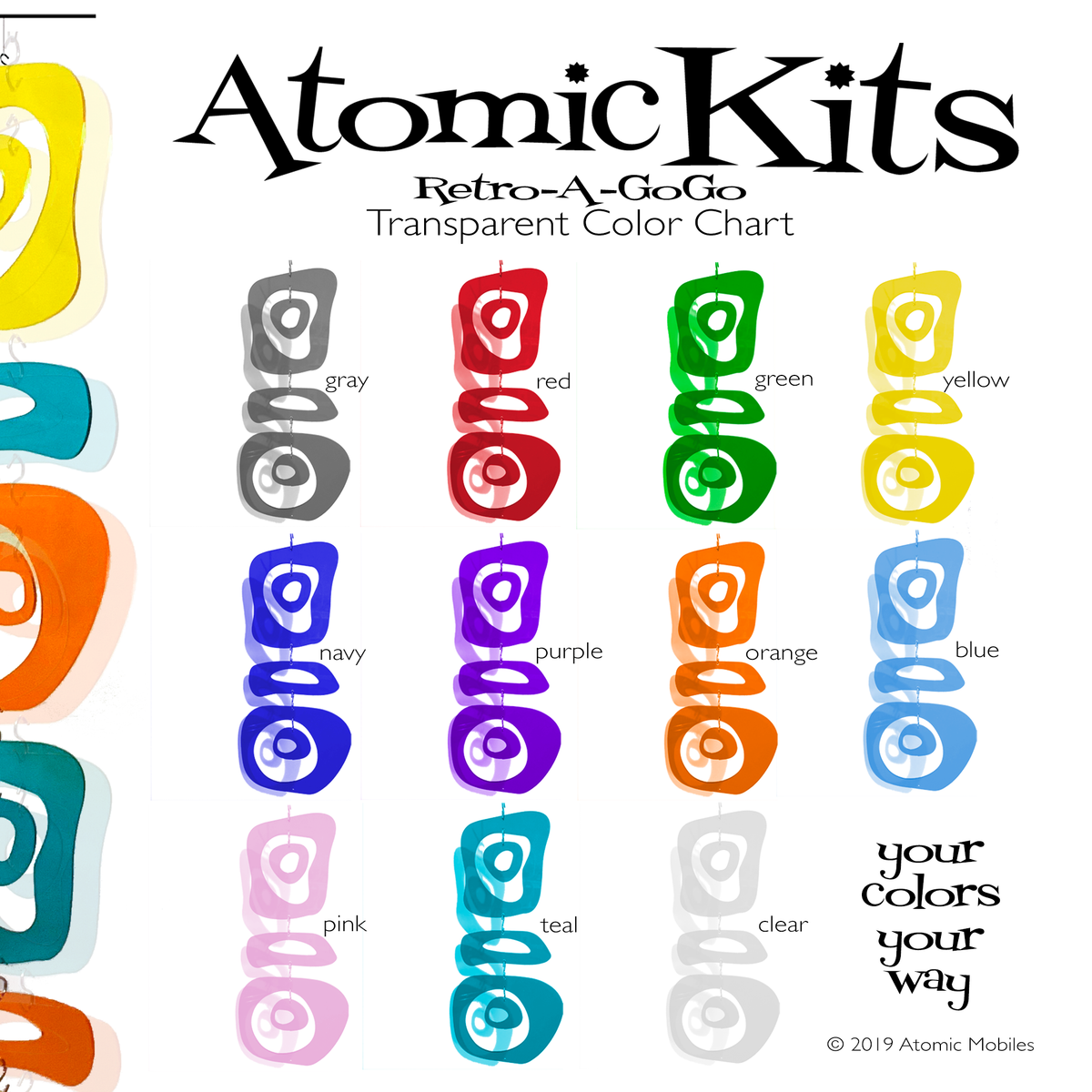 Clear Colors RETRO-A-GoGo Atomic Screens Kit Retro MCM Mid Mod Style ...