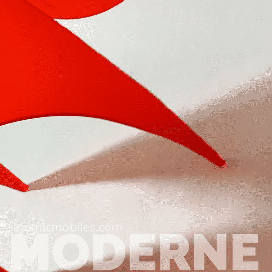Animated gif of frosty red Moderne Art Stabile Sculpture for home decor in acrylic by AtomicMobiles.com