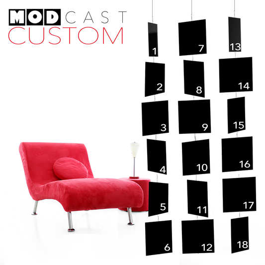 CUSTOM MODcast Luxury Art Mobiles by AtomicMobiles - choose by number - shown here with pink chaise lounge
