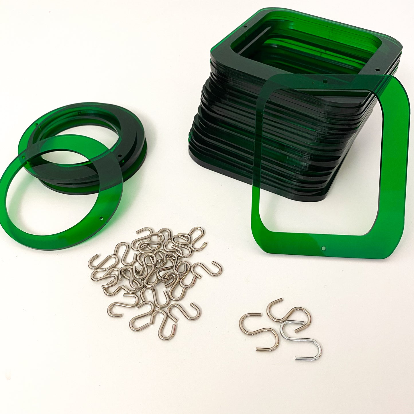 Parts for cool retro kinetic art piece DIY KIT in green for wall art, mobiles, or room dividers by AtomicMobiles.com