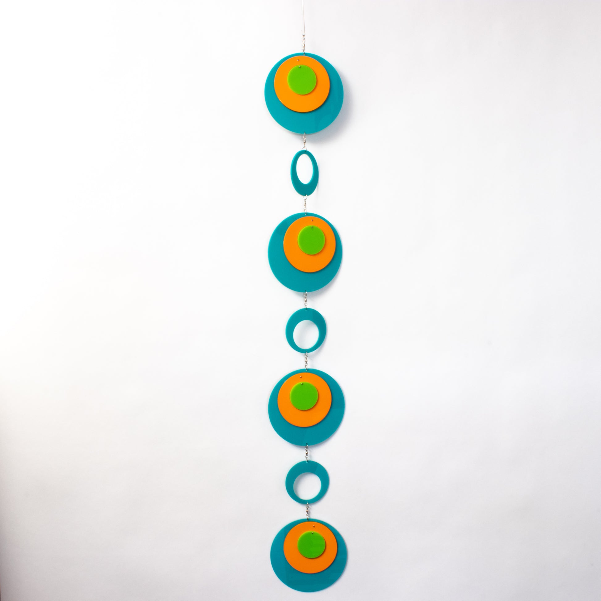 Beautiful Palm Springs Wall Art Mobile in Aqua Blue, Orange, and Lime Green by AtomicMobiles.com