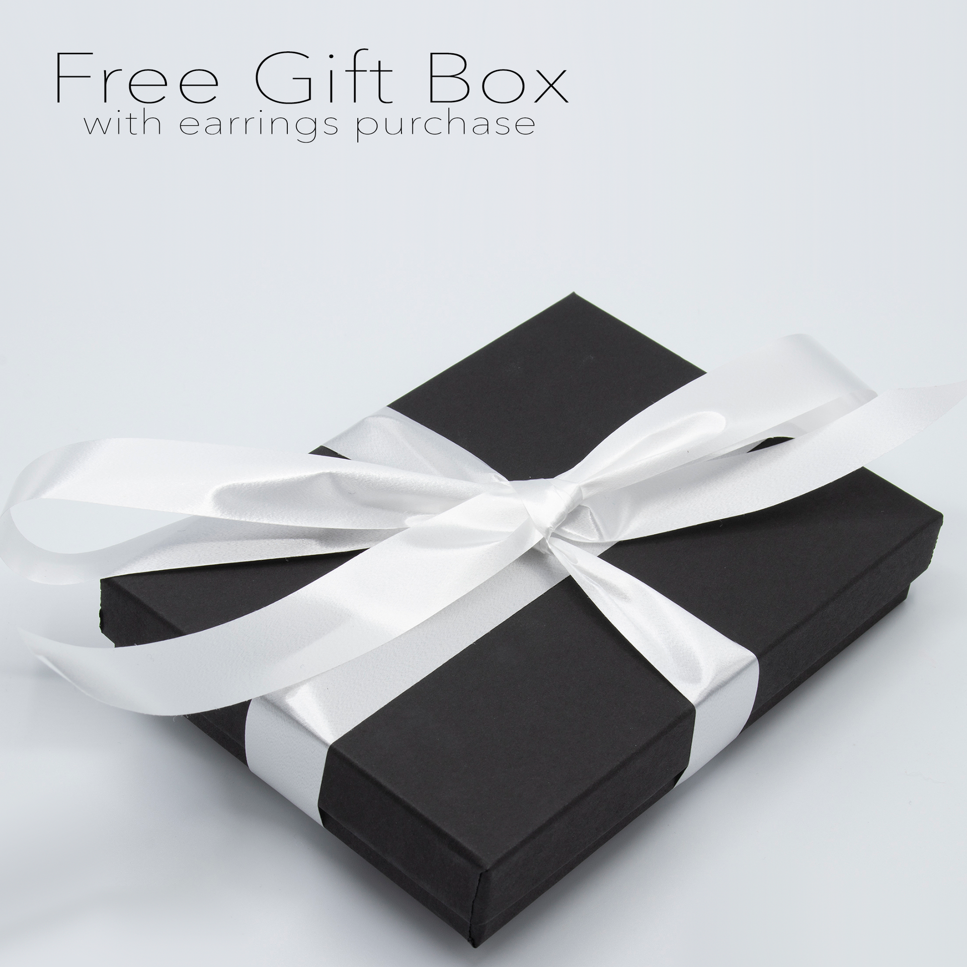 Free gift box with earring purchase - beautiful matte finish box with white ribbon - by AtomicMobiles.com