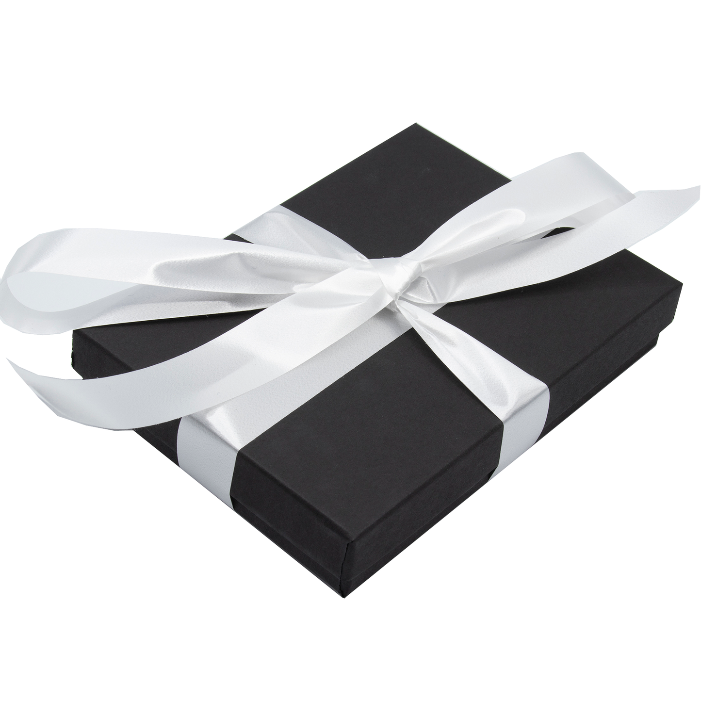 Black gift box with white ribbon included with every Atomic Earrings purchase - by AtomicMobiles.com