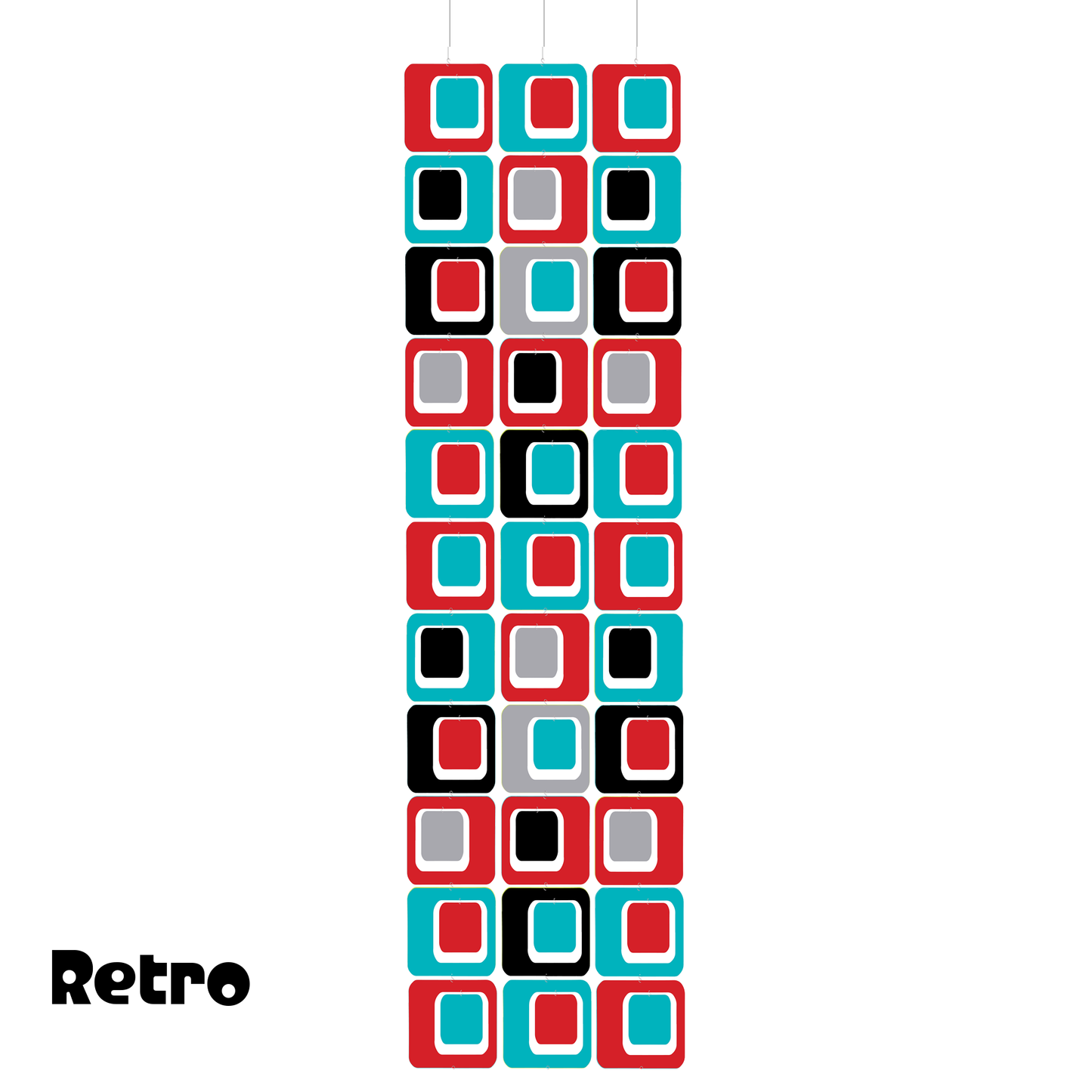 RETRO Coolsville Atomic Room Dividing Screen Kit in Red, Aqua, Black, and Gray by AtomicMobiles.com