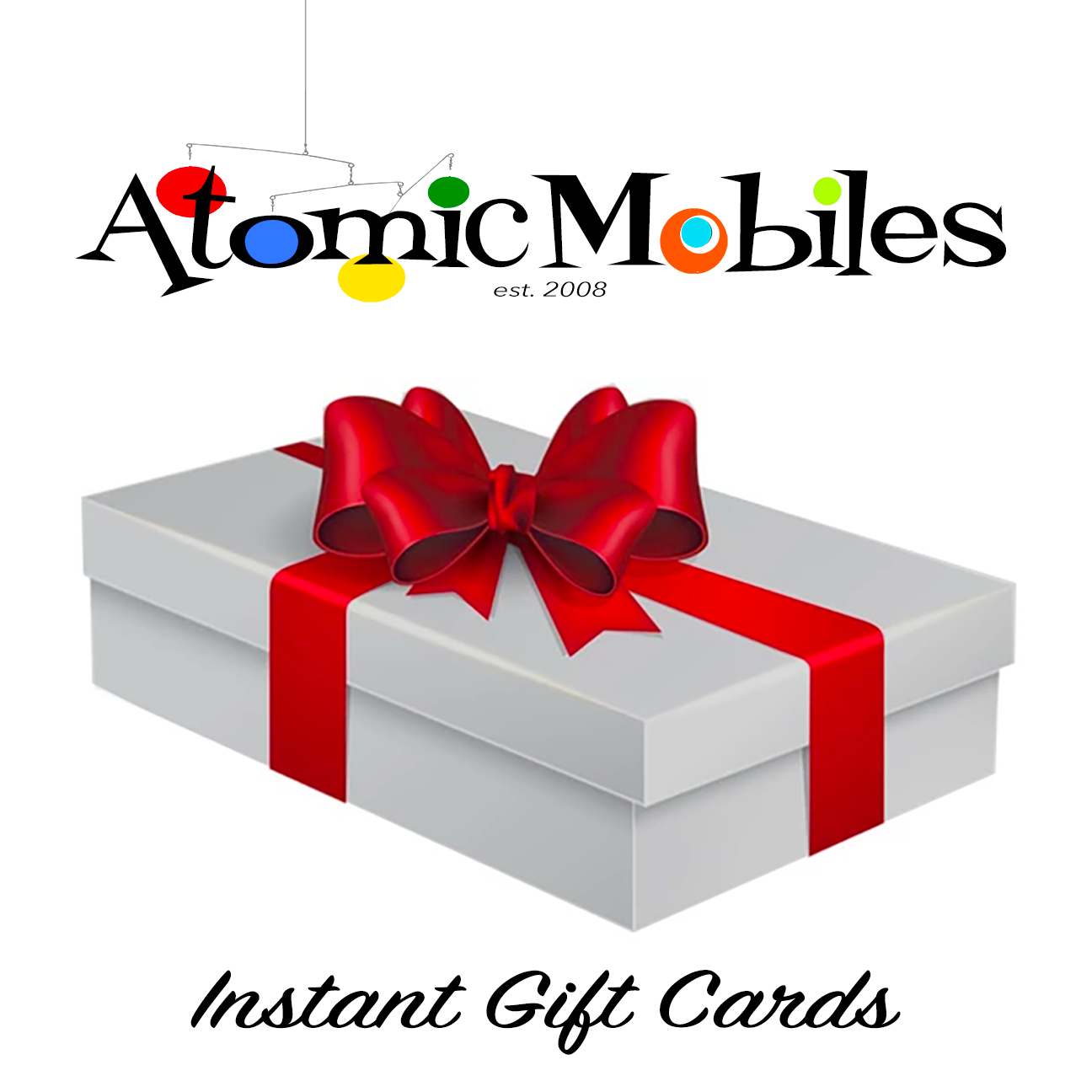 Delight the mid century modern enthusiasts in your life with the gift of kinetic art! Give an Atomic Mobiles Gift Card. They  are issued instantly by email - perfect for last minute shopping! Only at AtomicMobiles.com
