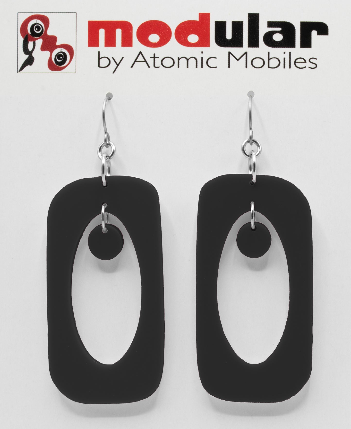 Beatnik Boho Atomic Earrings in Black by AtomicMobiles.com in Bewitching Black - mod retro midcentury inspired jewelry