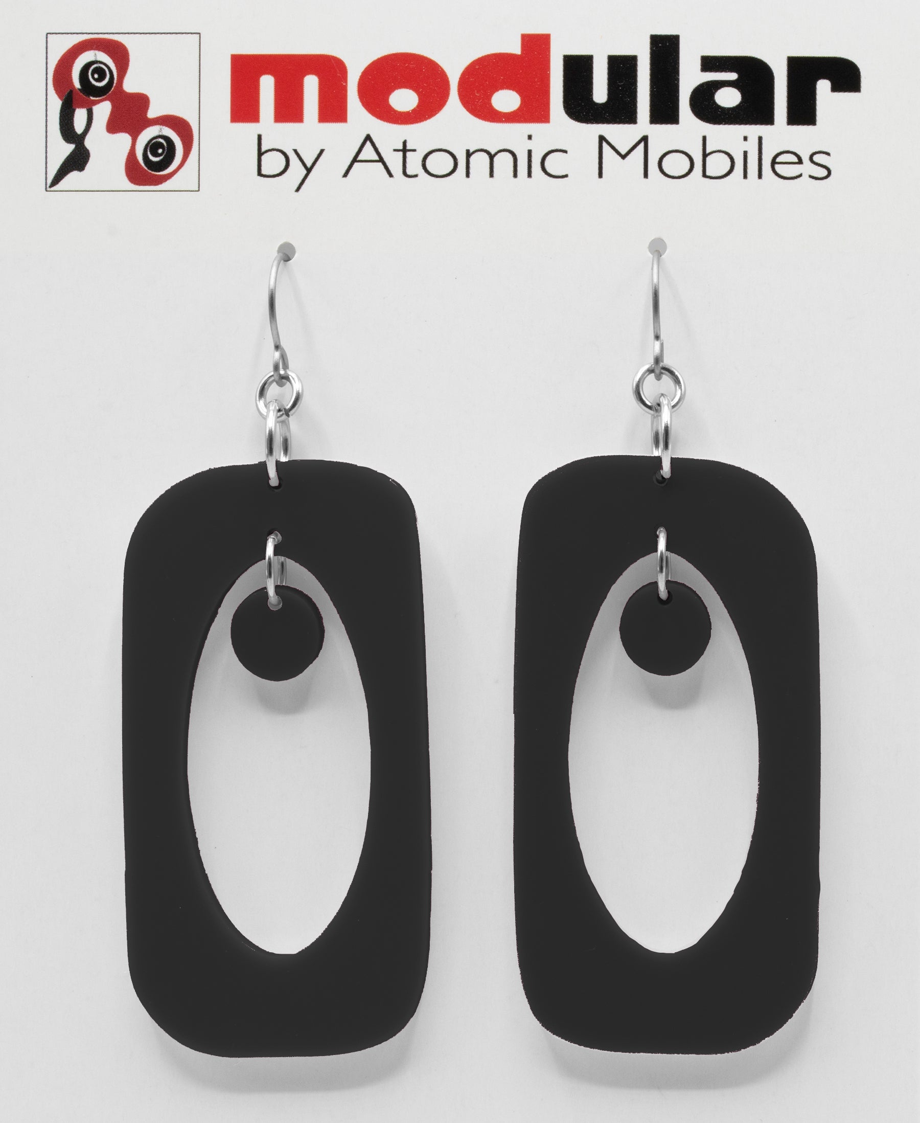 Beatnik Boho Atomic Earrings in Black by AtomicMobiles.com in Bewitching Black - mod retro midcentury inspired jewelry