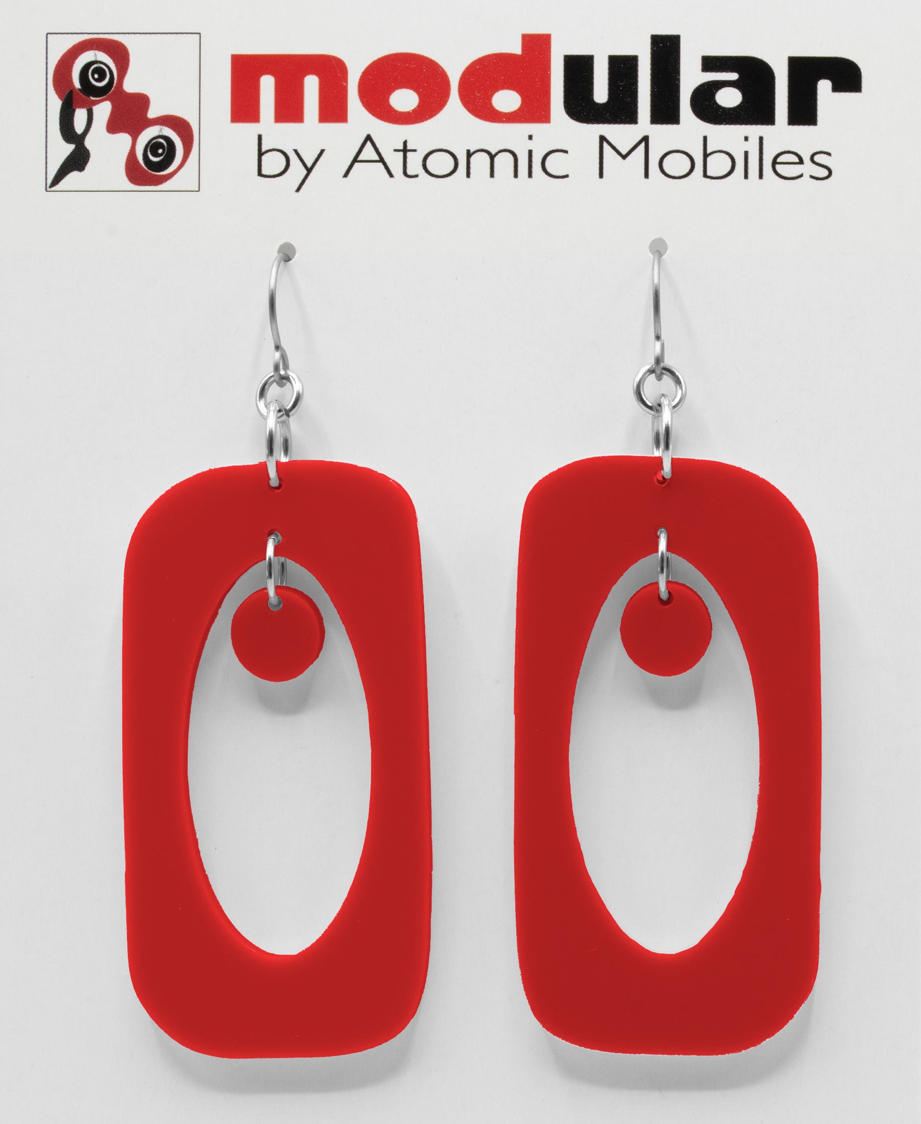 Beatnik Boho Atomic Earrings in Red by AtomicMobiles.com in Ravishing Red - mod retro midcentury inspired jewelry