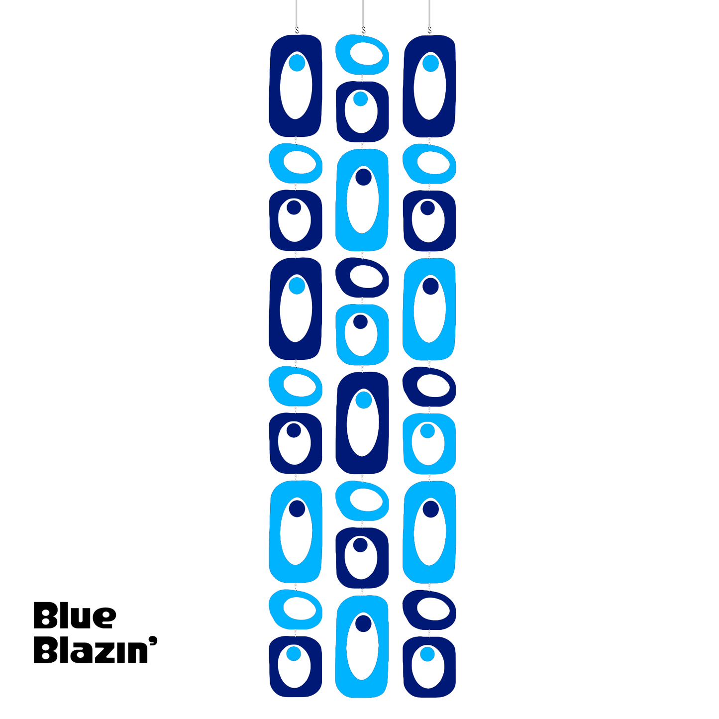Beatnik Party BLUE BLAZIN' Navy Blue and Medium Blue Atomic Room Divider Screen DIY Kit by AtomicMobiles.com