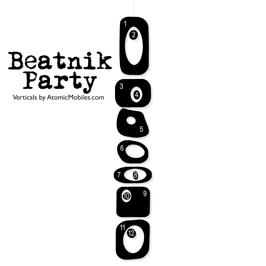 CUSTOM Beatnik Party Vertical Hanging Art Mobile - 1970s Retro Style -You choose the colors - Verticals by AtomicMobiles.com
