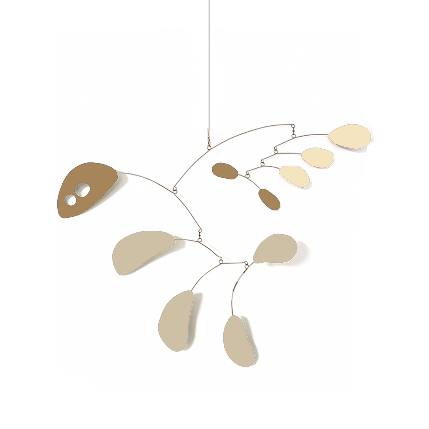 ModCat Mid Century Modern Kinetic Hanging Art Mobile in shades of tan beige by AtomicMobiles.com