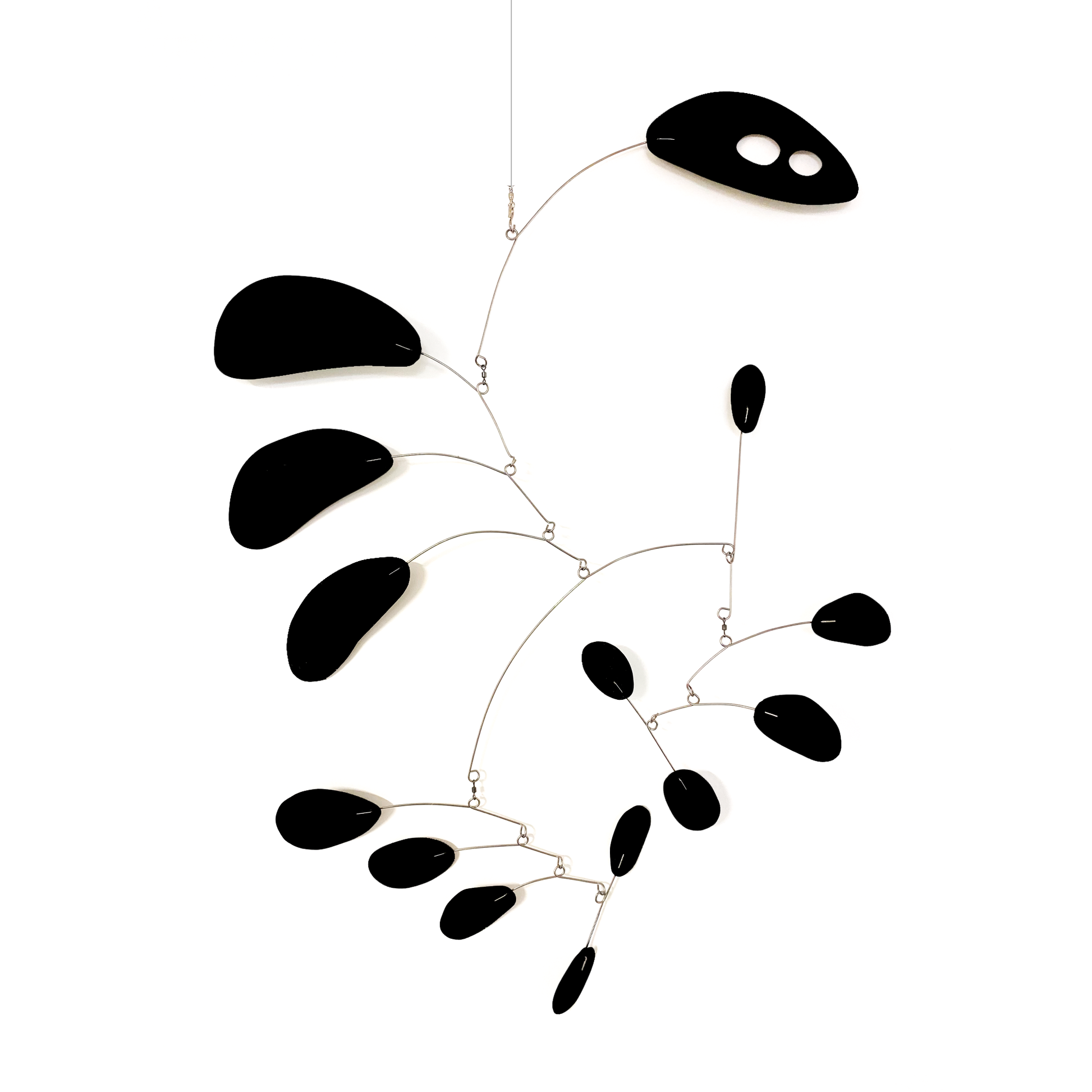 CoolCat mid century modern inspired hanging kinetic art mobile in all black by AtomicMobiles.com