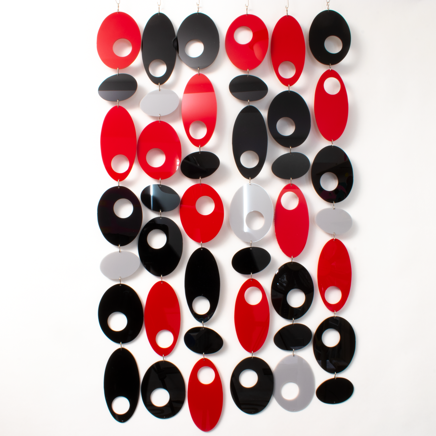 Dramatic red, black and gray wall art, room divider screen, window treatment, or mobile - DIY Kit by AtomicMobiles.com