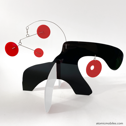 KinetiCats Collection Turtle in Black, Red and White - one of 12 Modern Cute Abstract Animal Art Sculpture Kinetic Stabiles inspired by Dada and mid century modern style art by AtomicMobiles.com