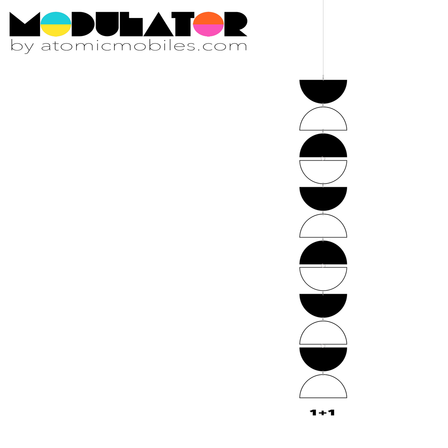 MODulator Vertical Art Mobile - retro mid century modern style hanging art mobile in black and white by AtomicMobiles.com