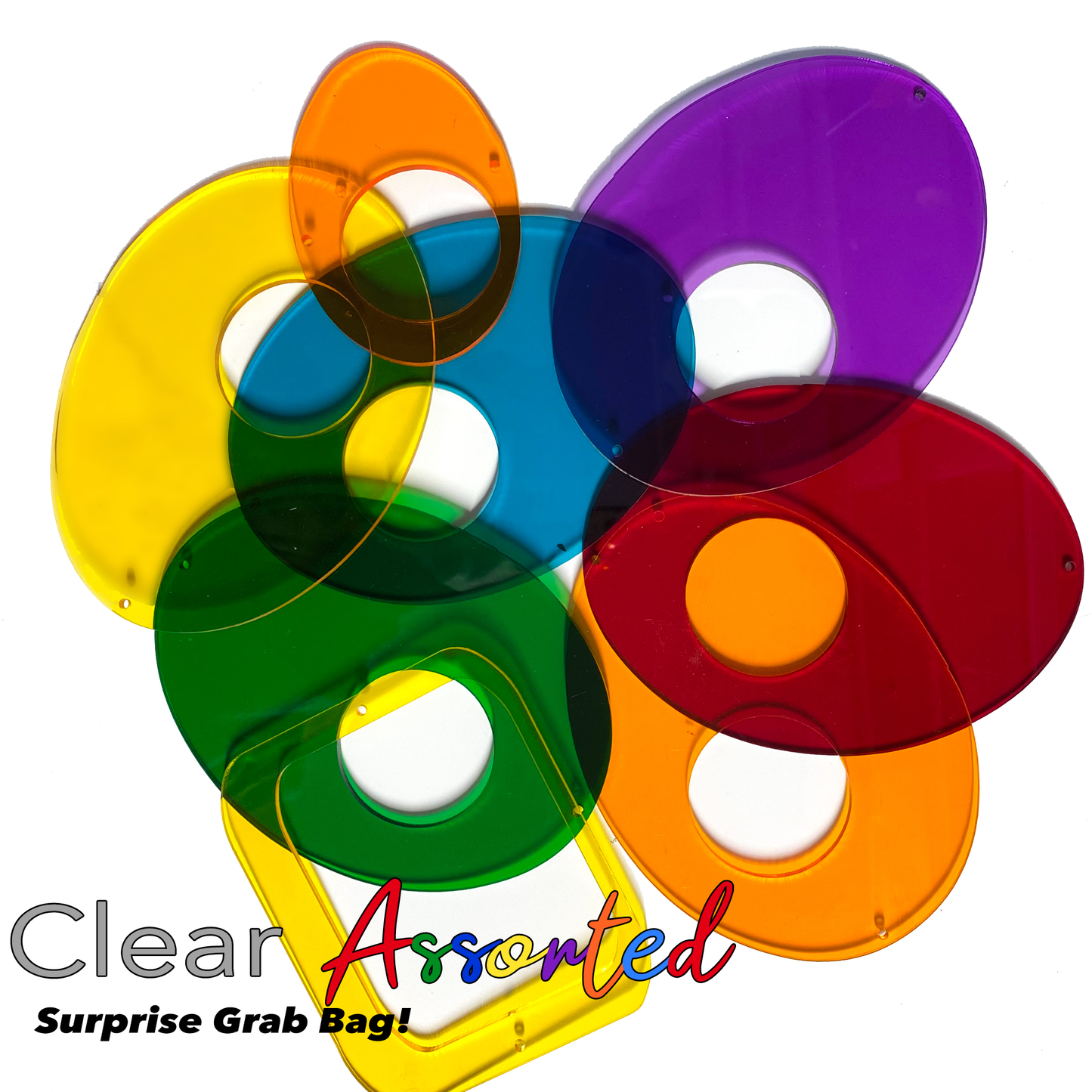 Clear acrylic assorted retro shapes - Assorted Multi Color Surprise Grab Bag to make DIY mobiles by AtomicMobiles.com