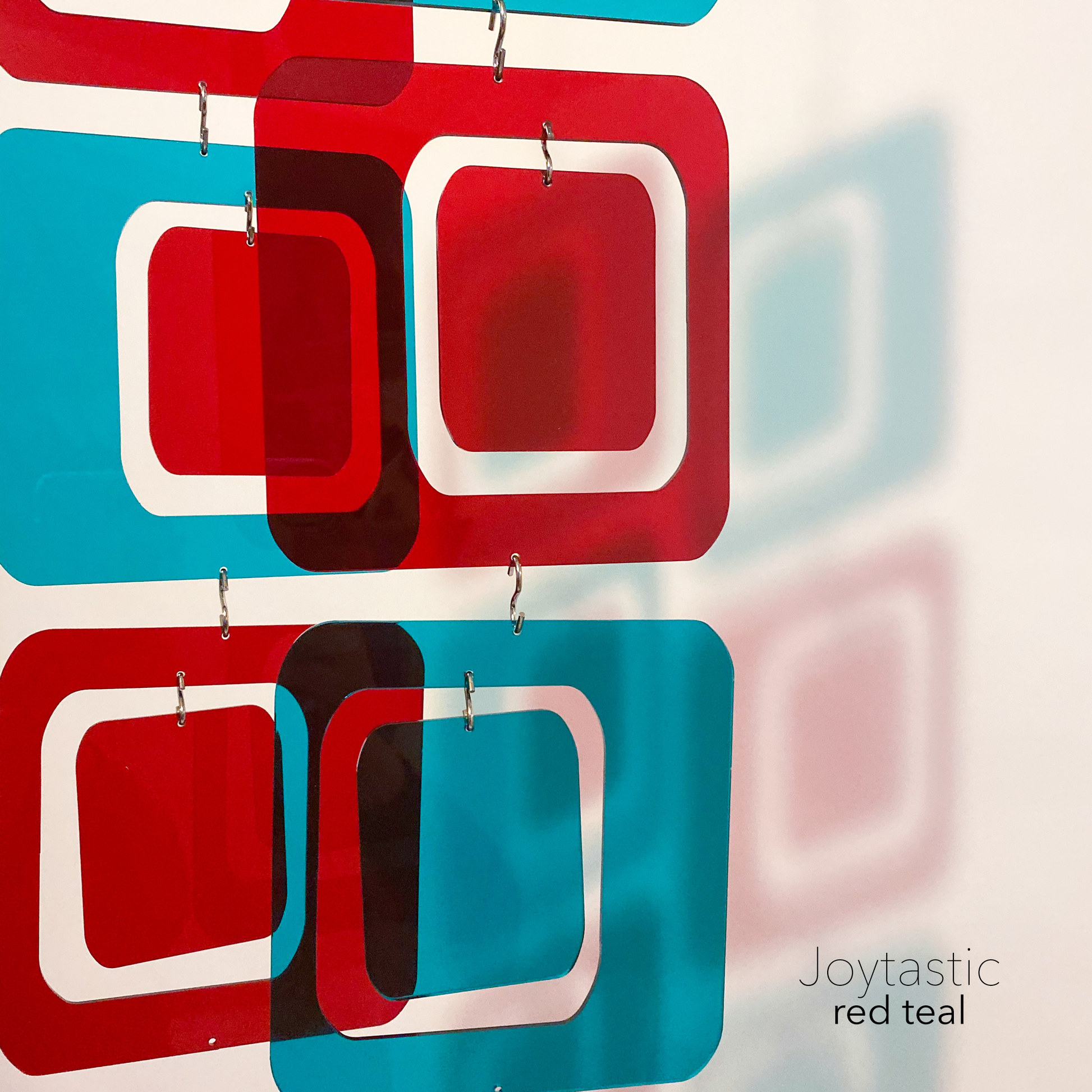 Red and Teal Coolsville Reflective Room Divider, Curtain, Partition, Wall Art, Mobile by AtomicMobiles.com
