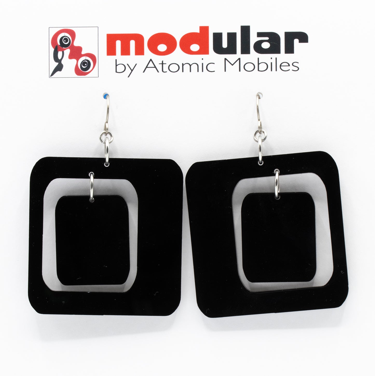 MODular Earrings - Coolsville Statement Earrings in Black by AtomicMobiles.com - retro era inspired mod handmade jewelry