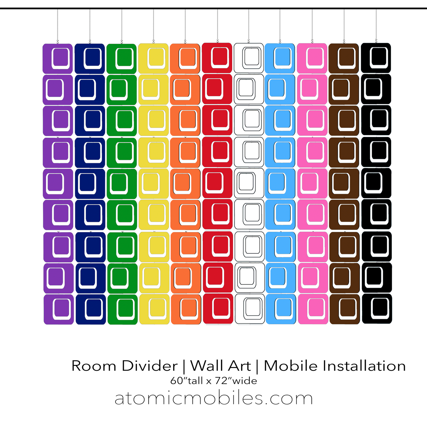 LGBTQ+ Unity Curtain, Wall Art, Mobile Installation, Room Divider 60"x72" by AtomicMobiles.com - LOVE IS LOVE