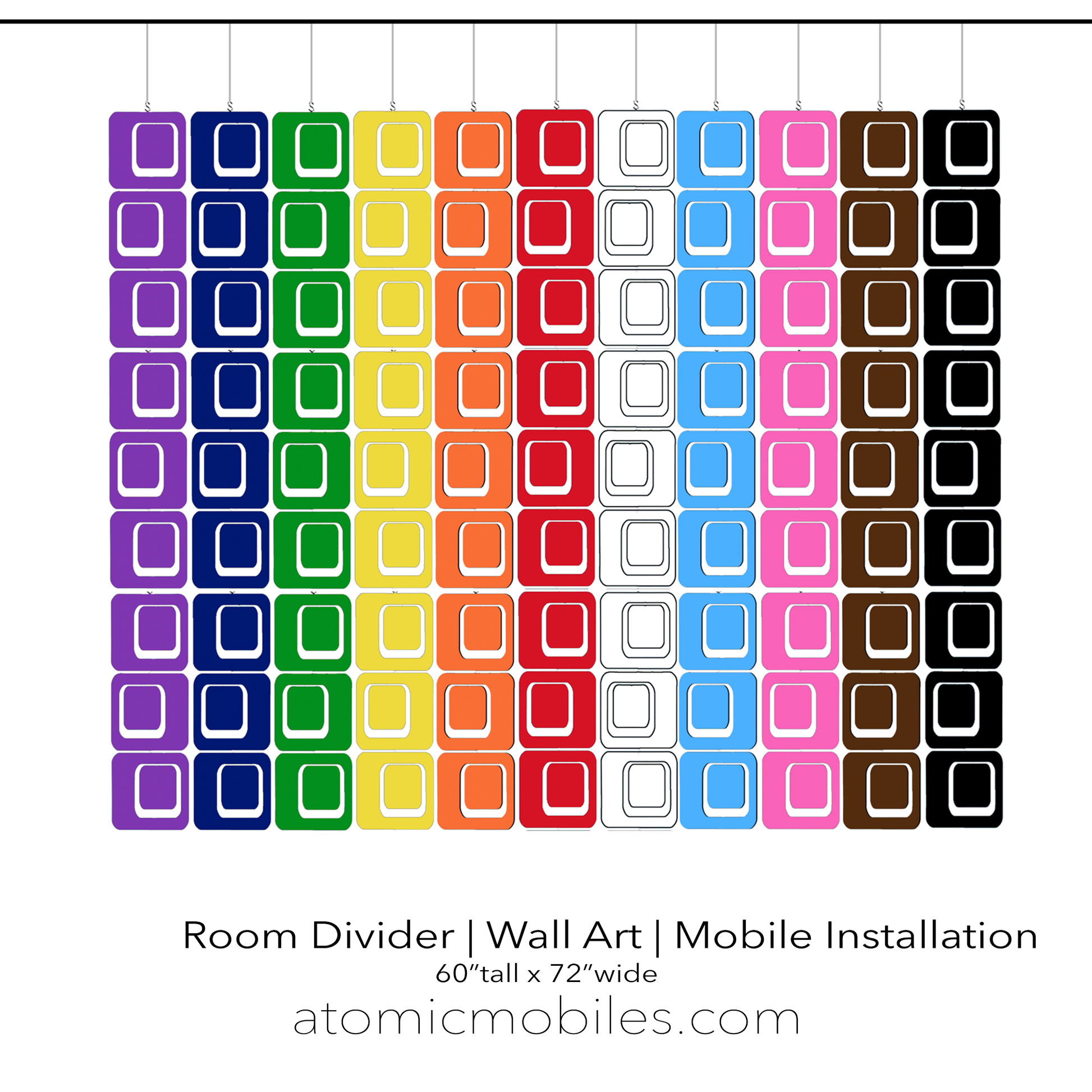 LGBTQ+ Unity Curtain, Wall Art, Mobile Installation, Room Divider 60"x72" by AtomicMobiles.com - LOVE IS LOVE
