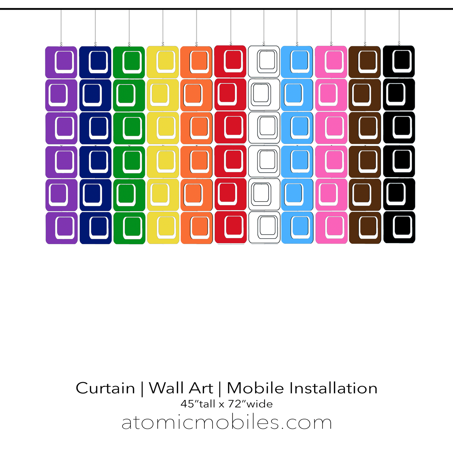 LGBTQ+ Unity Curtain, Wall Art, Mobile Installation, Room Divider 45"x72" by AtomicMobiles.com - LOVE IS LOVE
