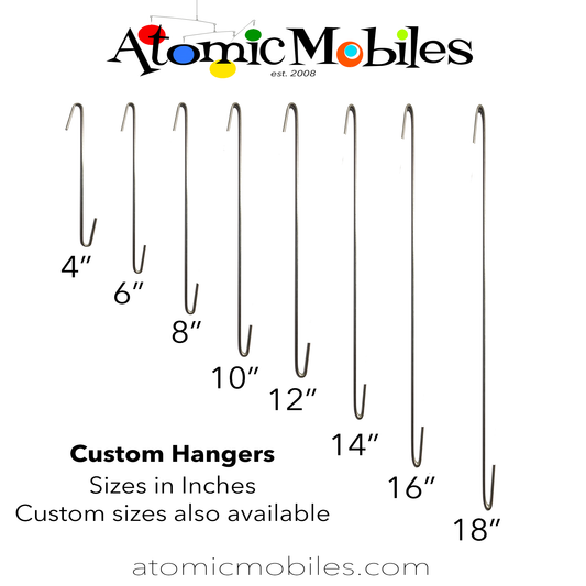 Heavy duty stainless steel custom hanging hooks for Atomic Mobiles and Room Dividers by AtomicMobiles.com