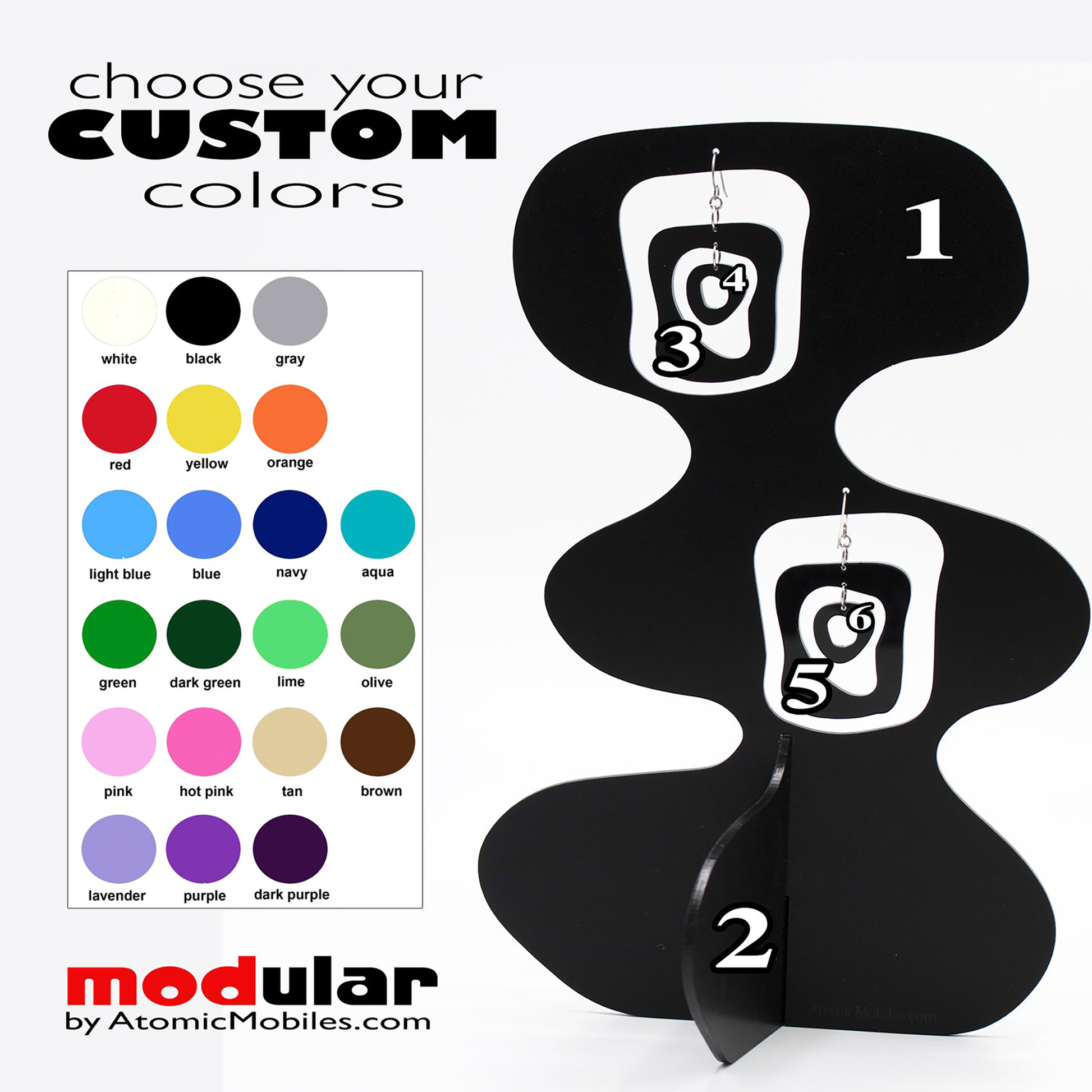 Color Chart for Retro Mid Century Modern MID MOD Earring + Art Stabile Earrings Holder by AtomicMobiles.com