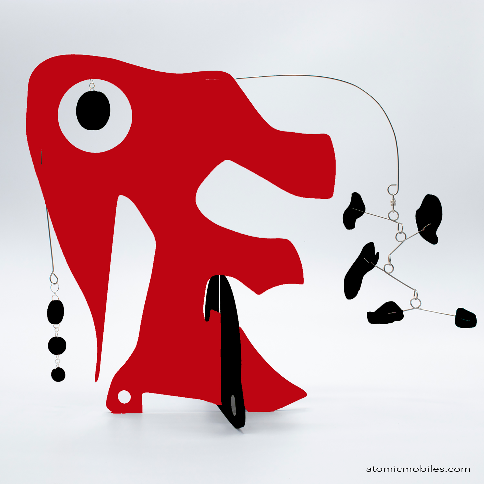 KinetiCats Collection Elephant in Red and Black - one of 12 Modern Cute Abstract Animal Art Sculpture Kinetic Stabiles inspired by Dada and mid century modern style art by AtomicMobiles.com