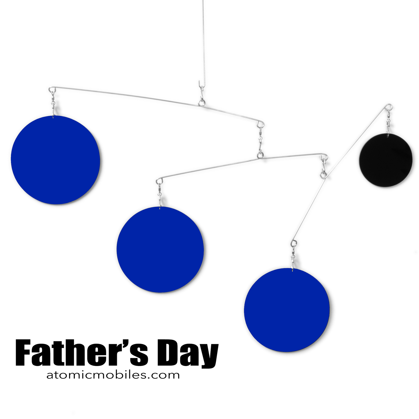Unique Father's Day Decoration and Gift - kinetic hanging art mobile in Father's Day colors of Navy Blue and Black by AtomicMobiles.com