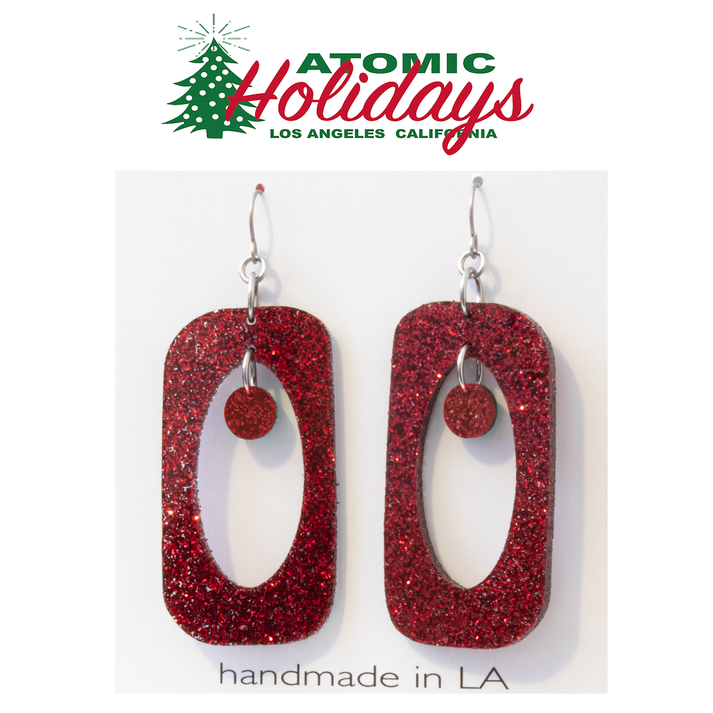 Atomic Holidays Stunning Glitter Glam Red Christmas Earrings by AtomicMobiles.com