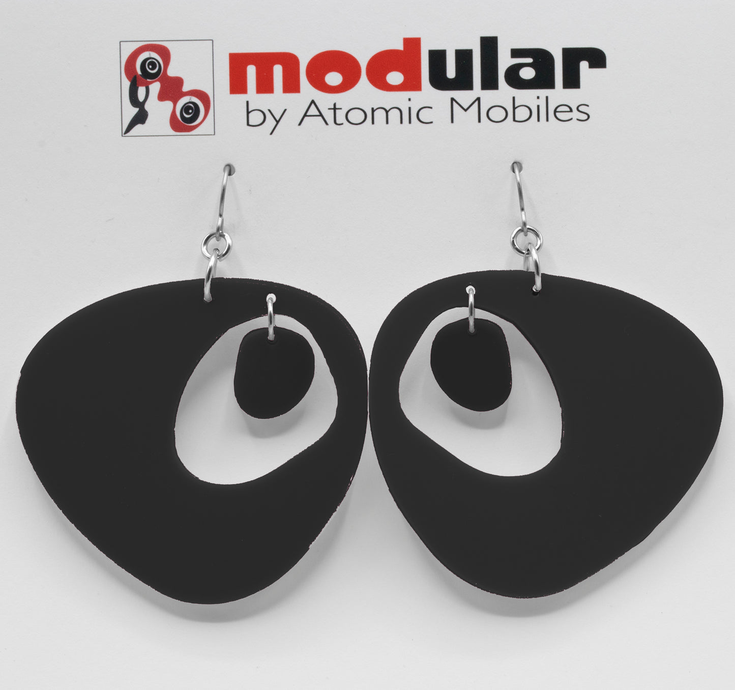 The Googie Statement Earrings in Bewitching Black - midcentury retro space age inspired dangle earrings - by AtomicMobiles.com