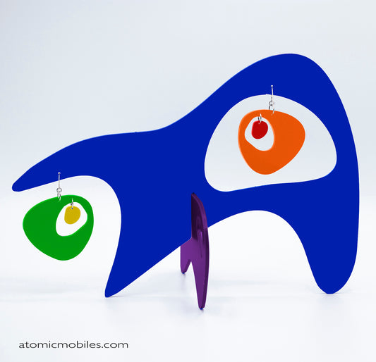 Googie MCM LGBTQ+ Rainbow Pride Modern Art Earrings + Sculptures - kinetic table top stabiles - mobiles by AtomicMobiles.com