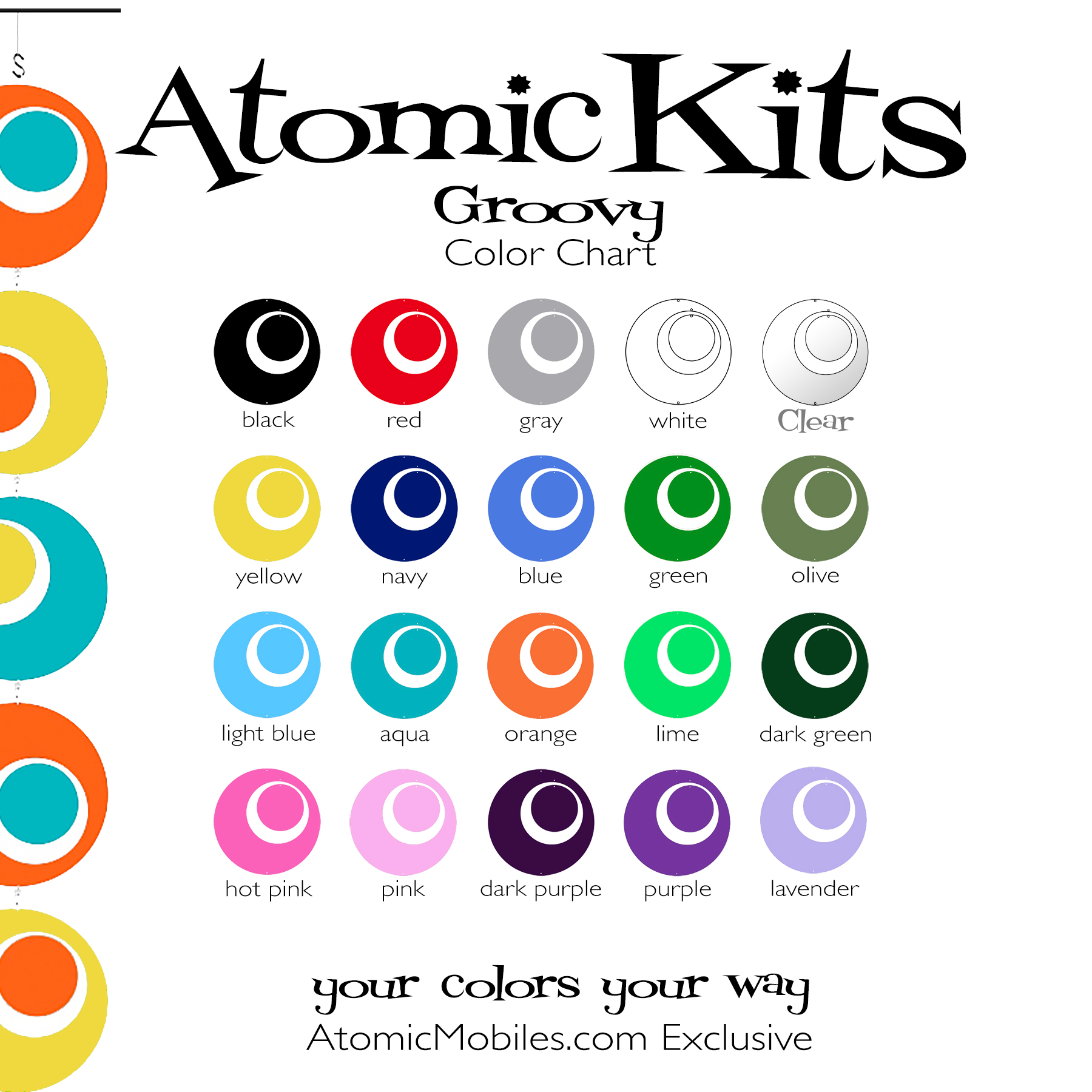 Groovy Mobiles XL Mix 'n Match Opaque Color Chart by AtomicMobiles.com