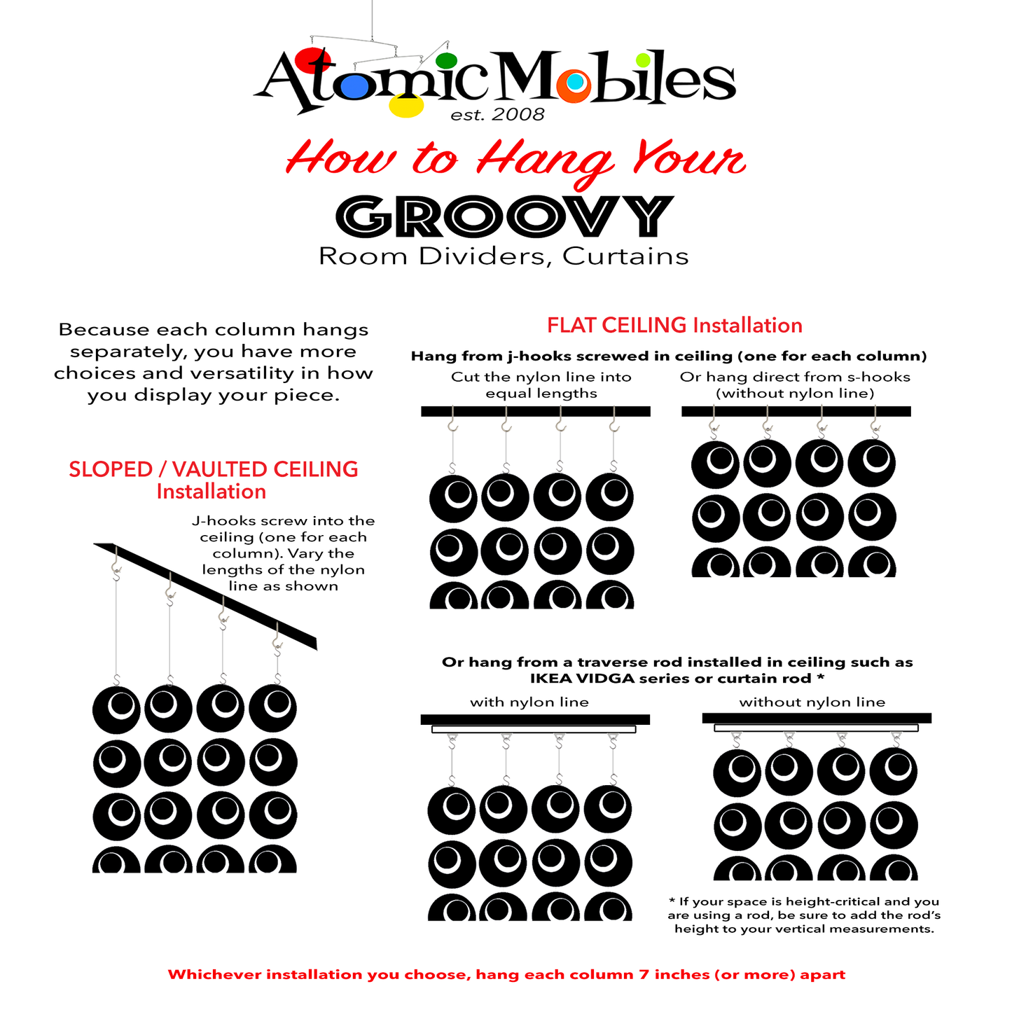 How to hang your Groovy Room Divider, Mobile, and Curtain by AtomicMobiles.com