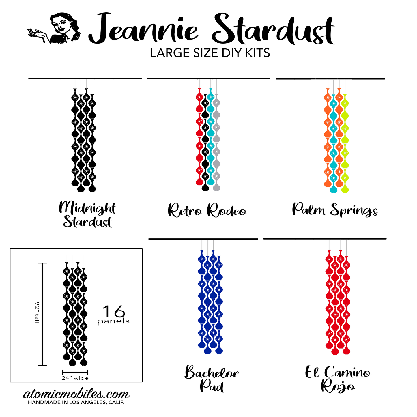 Jeannie Stardust Mid Century Modern retro room divider panels DIY Kit Large Size - by AtomicMobiles.com