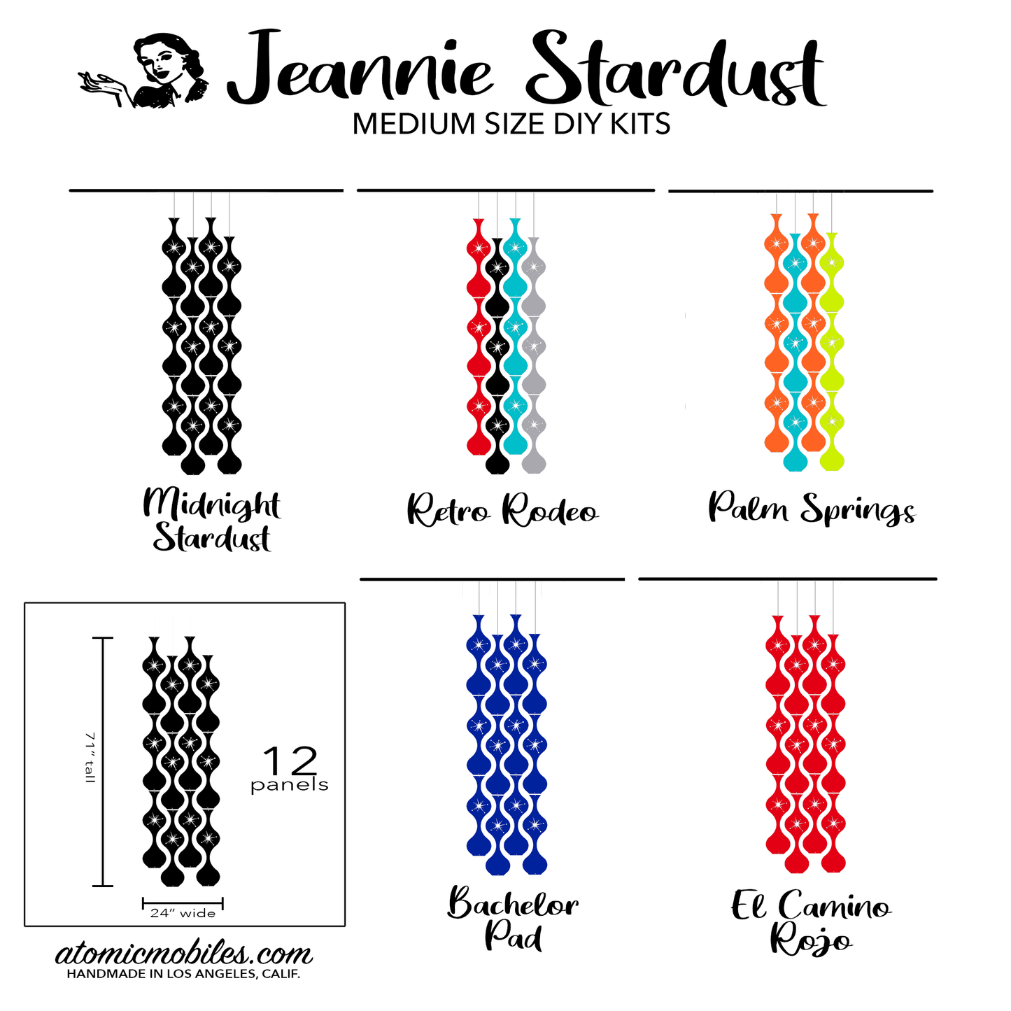 Jeannie Stardust Mid Century Modern retro room divider panels DIY Kit Medium Size - by AtomicMobiles.com