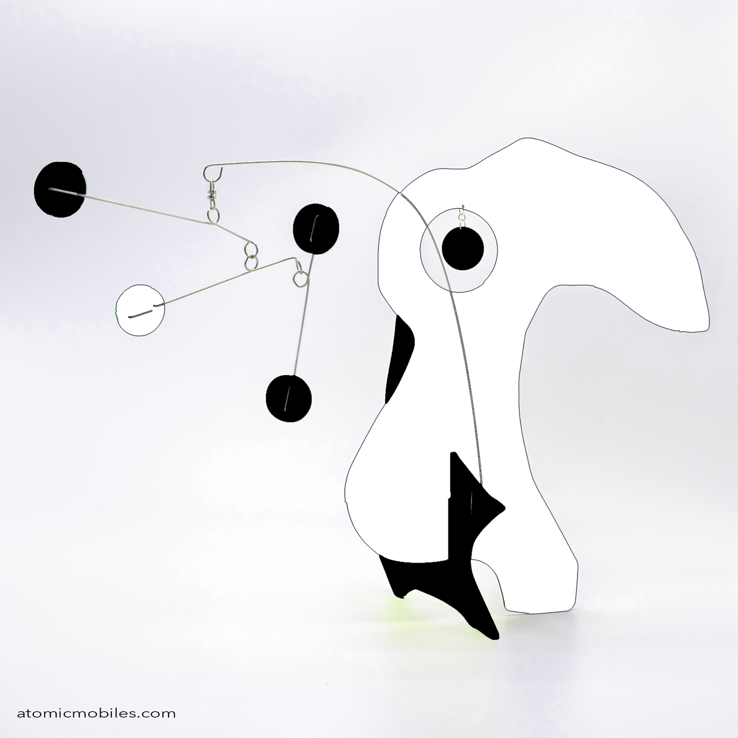 KinetiCats Collection Bird in White and Black - one of 12 Modern Cute Abstract Animal Art Sculpture Kinetic Stabiles inspired by Dada and mid century modern style art by AtomicMobiles.com