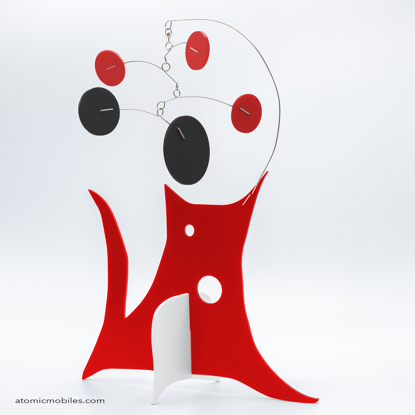 KinetiCats Collection Cat in Red, Black, White - one of 12 Modern Cute Abstract Animal Art Sculpture Kinetic Stabiles inspired by Dada and mid century modern style art by AtomicMobiles.com