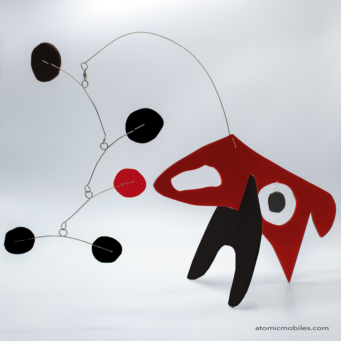 KinetiCats Collection Dog in Red and Black - one of 12 Modern Cute Abstract Animal Art Sculpture Kinetic Stabiles inspired by Dada and mid century modern style art by AtomicMobiles.com